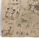 SOLD Marvelous Antique Naive Graphite Drawing with Figures and Horses and Houses
