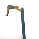 Colorful Old Wooden Acrobat Squeeze Toy on Stand