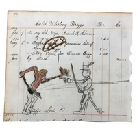 Graphite and Crayon Drawing on 1879 Ledger Page: Pirate and Soldier