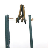Colorful Old Wooden Acrobat Squeeze Toy on Stand