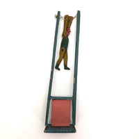 Colorful Old Wooden Acrobat Squeeze Toy on Stand
