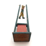 Colorful Old Wooden Acrobat Squeeze Toy on Stand