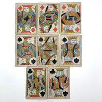 Partial Antique Piquet Deck, No Indices, Pink Flowered Backs