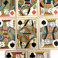 Partial Antique Piquet Deck, No Indices, Pink Flowered Backs