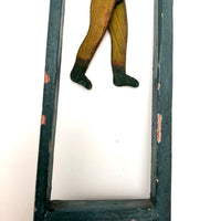 Colorful Old Wooden Acrobat Squeeze Toy on Stand