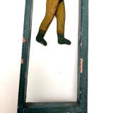 Colorful Old Wooden Acrobat Squeeze Toy on Stand
