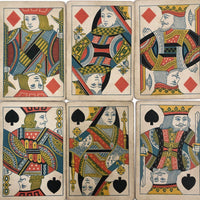 Partial Antique Piquet Deck, No Indices, Pink Flowered Backs