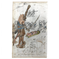 Warriors in Bear Costume, Graphite and Crayon Drawing on 1875 Ledger Paper