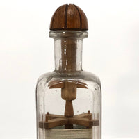 Carved Folk Art Yarn Winder in a Bottle Whimsy