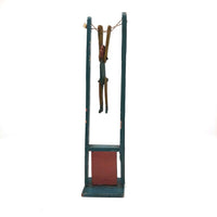 Colorful Old Wooden Acrobat Squeeze Toy on Stand