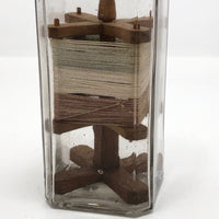 Carved Folk Art Yarn Winder in a Bottle Whimsy