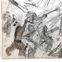 Double Sided Ledger Drawing: Native American Battle Scene, March to Mexico