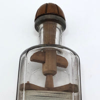 Carved Folk Art Yarn Winder in a Bottle Whimsy