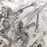 Double Sided Ledger Drawing: Native American Battle Scene, March to Mexico