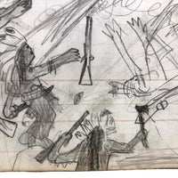 Double Sided Ledger Drawing: Native American Battle Scene, March to Mexico