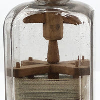 Carved Folk Art Yarn Winder in a Bottle Whimsy