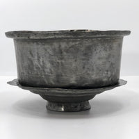 Hand-Hammered Lidded Round Tin Cooking and Serving Dish