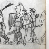 Double Sided Ledger Drawing: Native American Battle Scene, March to Mexico