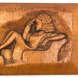 Seated Woman in Profile Mid-Century Relief Carving