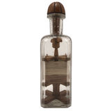 Carved Folk Art Yarn Winder in a Bottle Whimsy