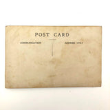 Serious Young Woman in Front of Linsey Woolsey Textile, Antique RPPC