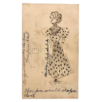 Her Face Would Stop a Clock, 1908 Hand-drawn Postcard