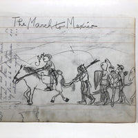 Double Sided Ledger Drawing: Native American Battle Scene, March to Mexico