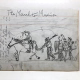 Double Sided Ledger Drawing: Native American Battle Scene, March to Mexico