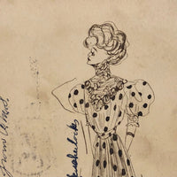 Her Face Would Stop a Clock, 1908 Hand-drawn Postcard