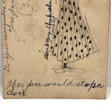 Her Face Would Stop a Clock, 1908 Hand-drawn Postcard
