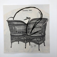 James Bone Nude on a Wicker Recliner Drawing on Collage, 1998