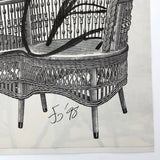 James Bone Nude on a Wicker Recliner Drawing on Collage, 1998