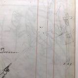 Double-Sided Ledger Drawing with Rider in Raccoon Skin Cap