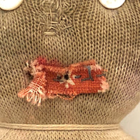 Wonderful Old Stocking Doll with Button Eyes, Darned Nose, and Bandage-Like Cap