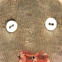 Wonderful Old Stocking Doll with Button Eyes, Darned Nose, and Bandage-Like Cap