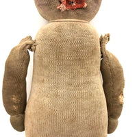 Wonderful Old Stocking Doll with Button Eyes, Darned Nose, and Bandage-Like Cap