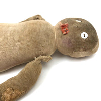 Wonderful Old Stocking Doll with Button Eyes, Darned Nose, and Bandage-Like Cap