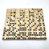 Beautiful Antique Bone and Ebony Dominoes, Complete Set with Brass Spinners