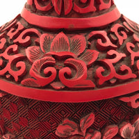 Chinese Cinnabar Small Vase with Brass Interior