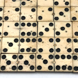 Beautiful Antique Bone and Ebony Dominoes, Complete Set with Brass Spinners