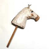 Wonderful Old Painted Papier Mache Hobby Horse with Wooden Stand