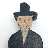 Naughty Old Carved Folk Art Man in Black Coat and Hat