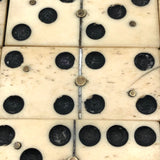 Beautiful Antique Bone and Ebony Dominoes, Complete Set with Brass Spinners