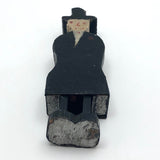 Naughty Old Carved Folk Art Man in Black Coat and Hat