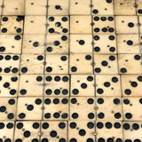 Beautiful Antique Bone and Ebony Dominoes, Complete Set with Brass Spinners