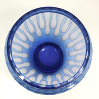Mid-Century Etched Blue Glass Vase