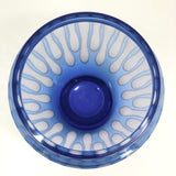 Mid-Century Etched Blue Glass Vase