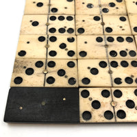 Beautiful Antique Bone and Ebony Dominoes, Complete Set with Brass Spinners