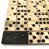 Beautiful Antique Bone and Ebony Dominoes, Complete Set with Brass Spinners
