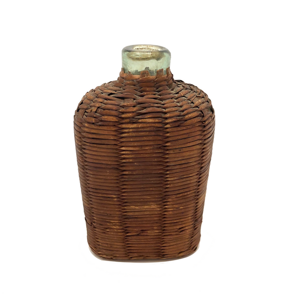 Civil War Era Wicker Covered Whiskey Flask